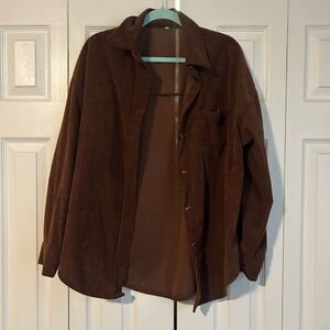 Brown Corduroy Button-Up Shirt